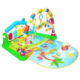 Baby Play Mat Gym & Fitness Rack with Hanging Rattles Lights & Musical Keyboard - Beach Theme