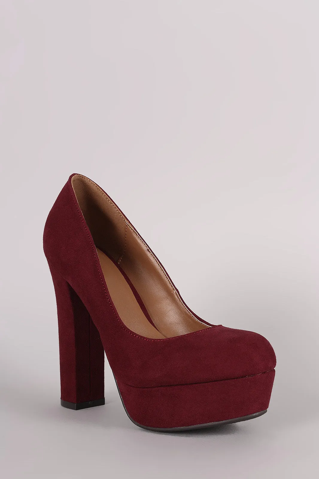 Bamboo Suede Chunky Heeled Platform Pump