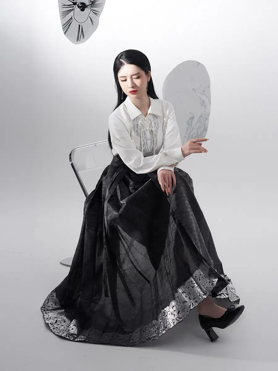 Cloudy Modern Ming Style Mamian Skirt Hanfu