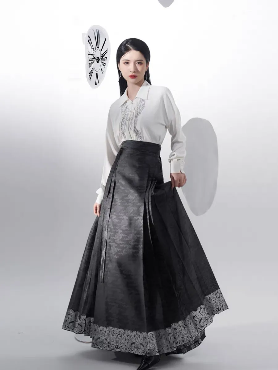 Cloudy Modern Ming Style Mamian Skirt Hanfu