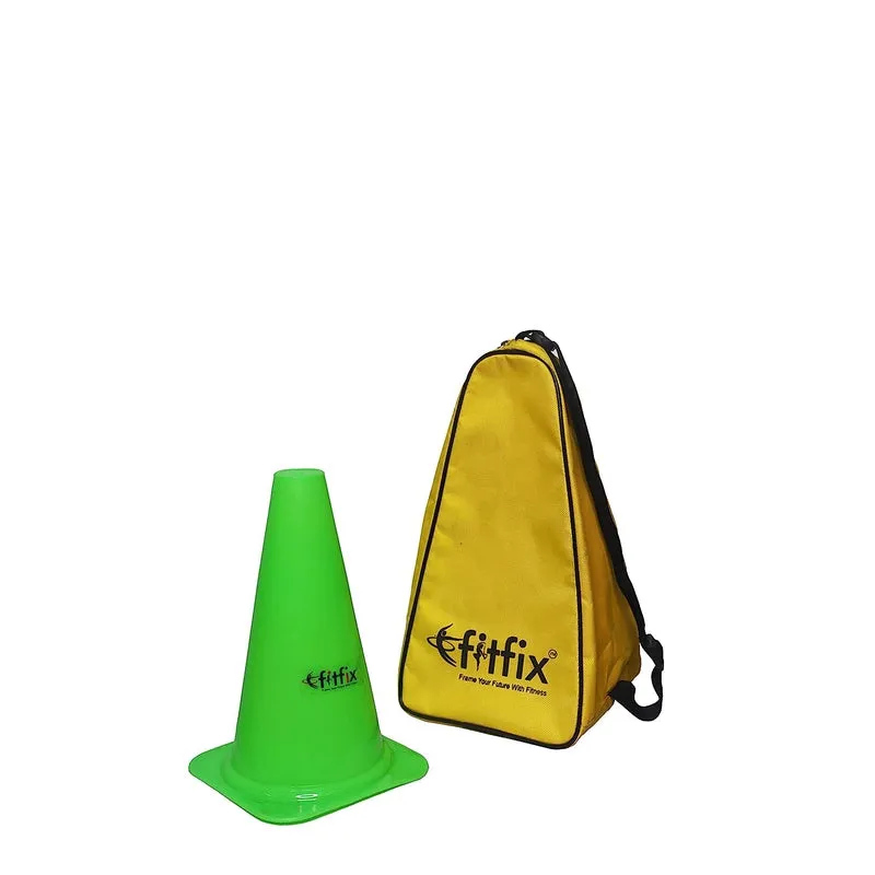 Fitfix Medium Marker Cones with Carry Bag (Pack of 12 Cones) Height - 9 Inches | Space Marker Agility Cones for Sports Training