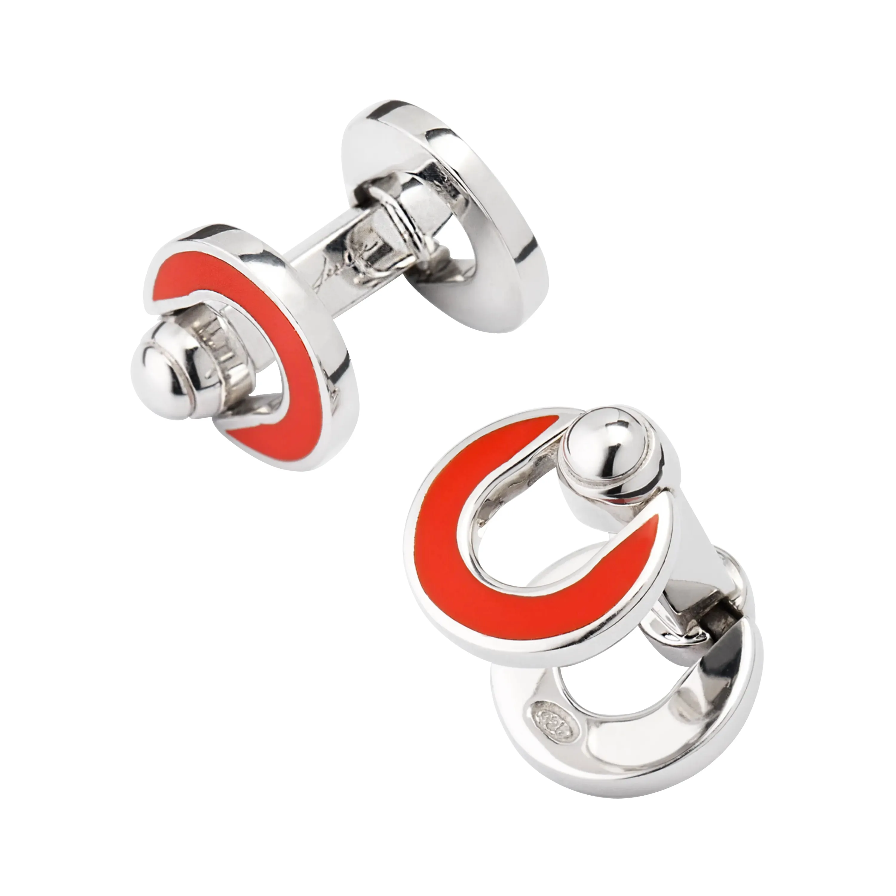 Horseshoe Flip Sterling Orange Cufflinks