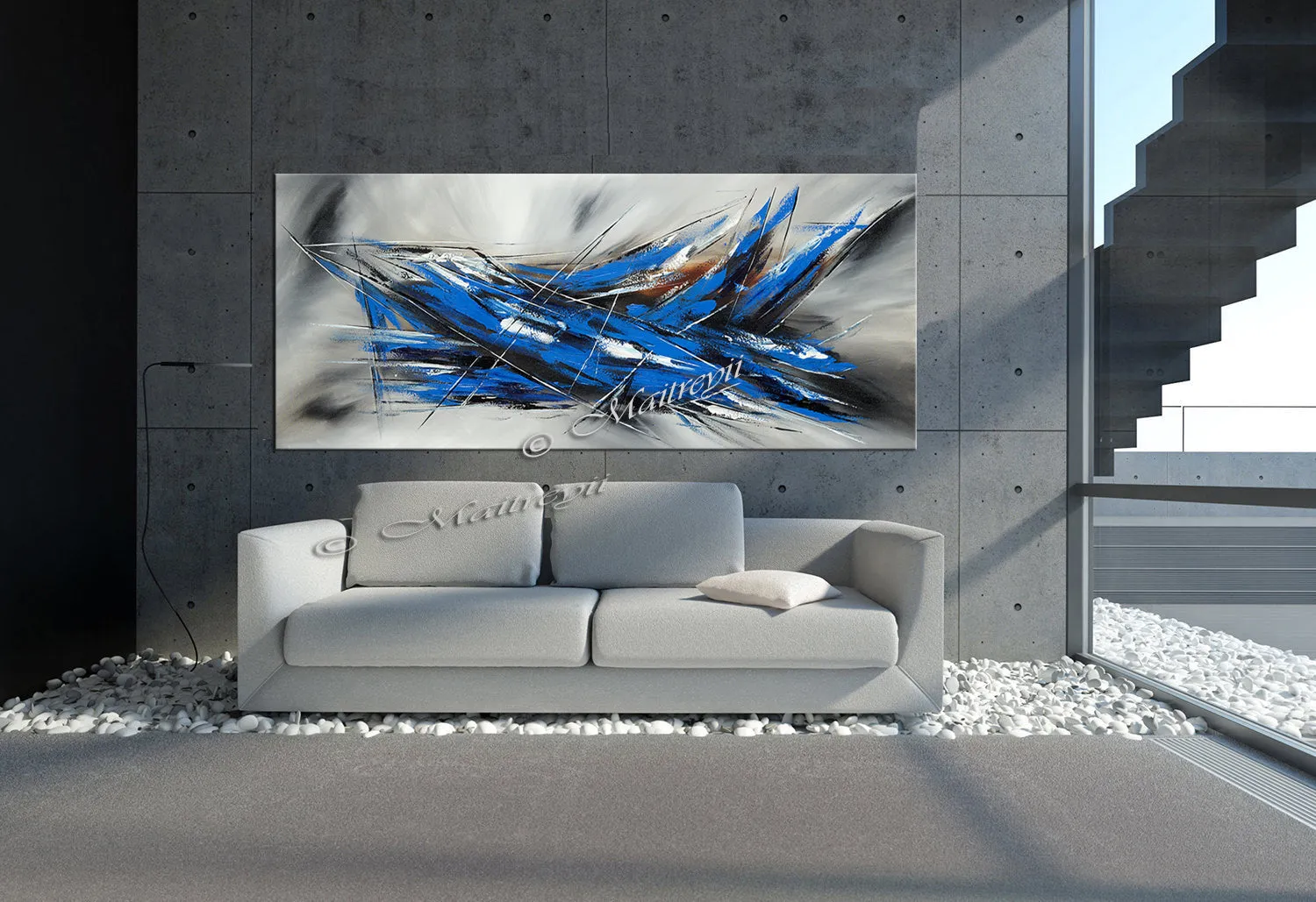 Large Modern Art Oil Painting on Canvas - Modern Abstract Wall Art Fighter Plane 5