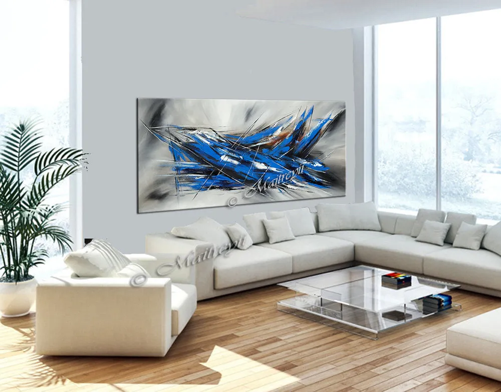 Large Modern Art Oil Painting on Canvas - Modern Abstract Wall Art Fighter Plane 5