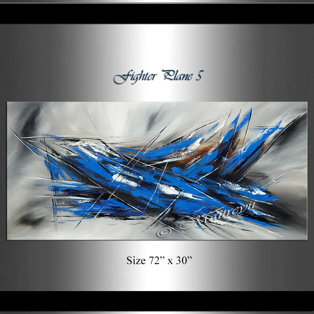 Large Modern Art Oil Painting on Canvas - Modern Abstract Wall Art Fighter Plane 5