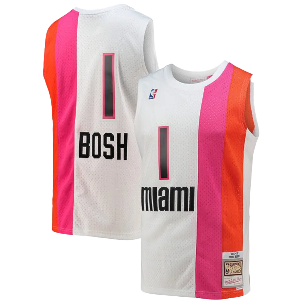 Men's Mitchell & Ness Chris Bosh White Miami Heat 2011-12 Hardwood Classics Swingman Jersey