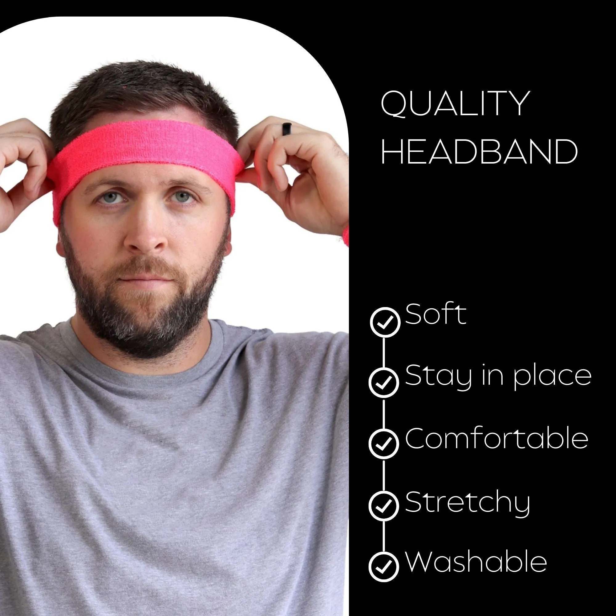 Neon Pink Head Sweatbands - 12 Pack