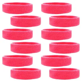 Neon Pink Head Sweatbands - 12 Pack