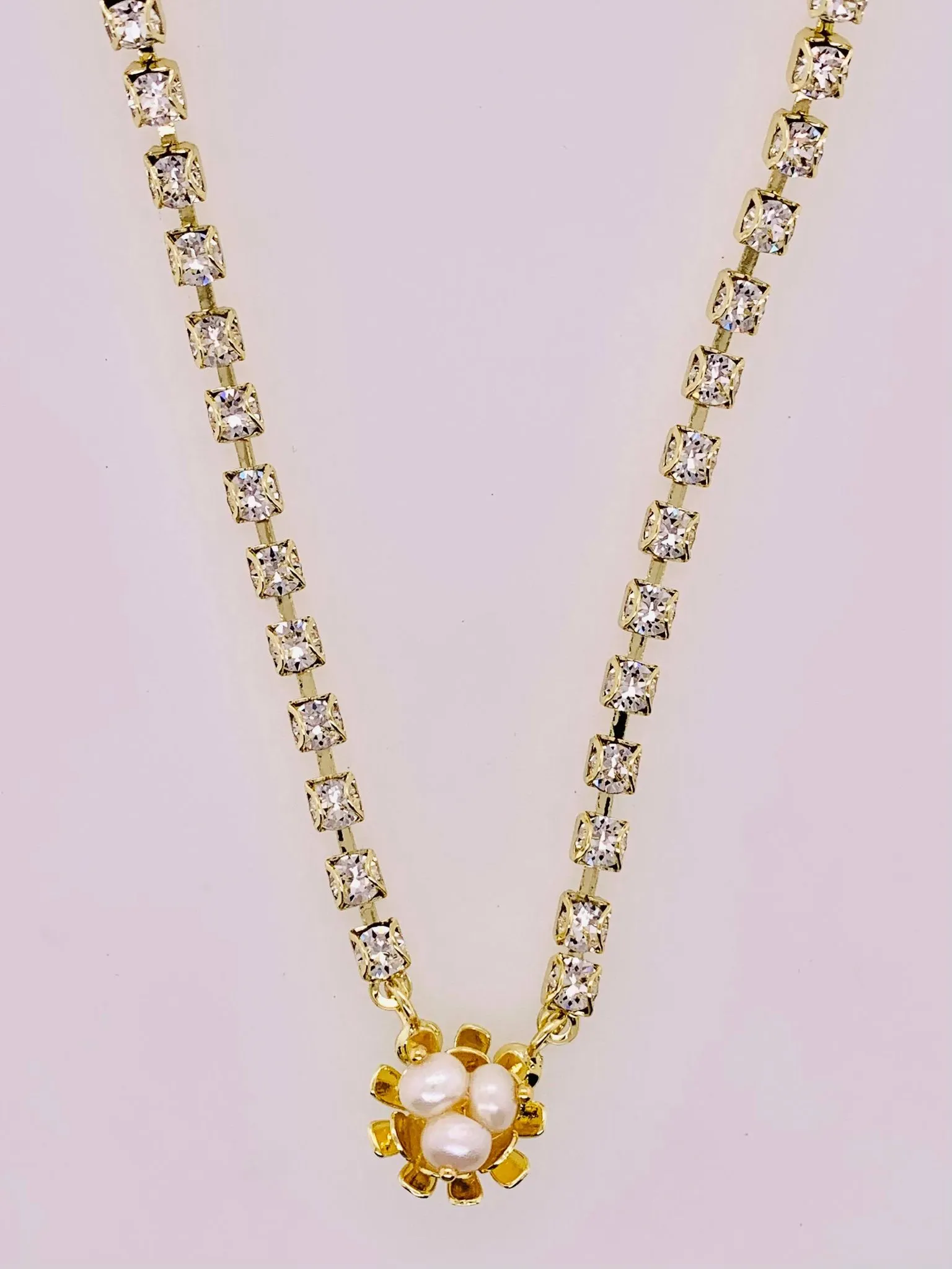 Nesta Rhinestone Chain Pendant Necklace