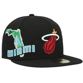 New Era Men's Miami Heat New Era Navy Stateview 59Fifty Fitted Hat