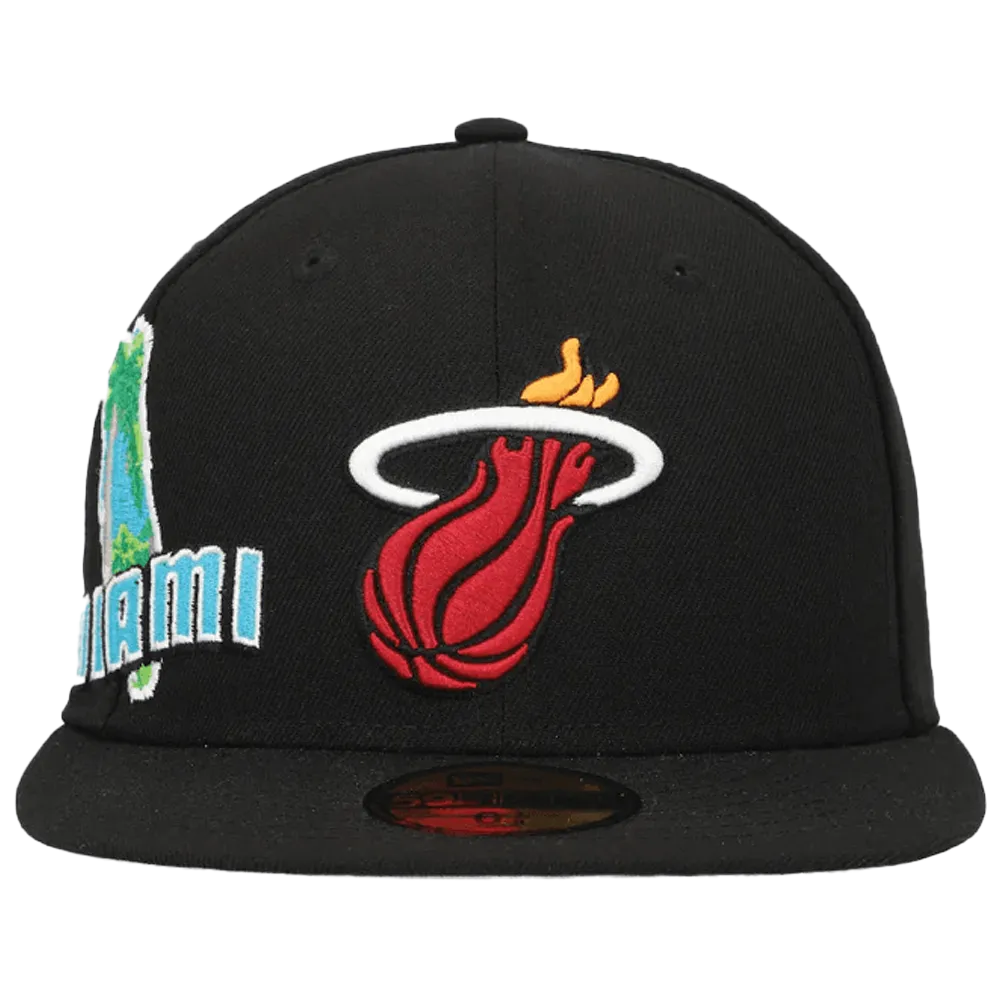 New Era Men's Miami Heat New Era Navy Stateview 59Fifty Fitted Hat