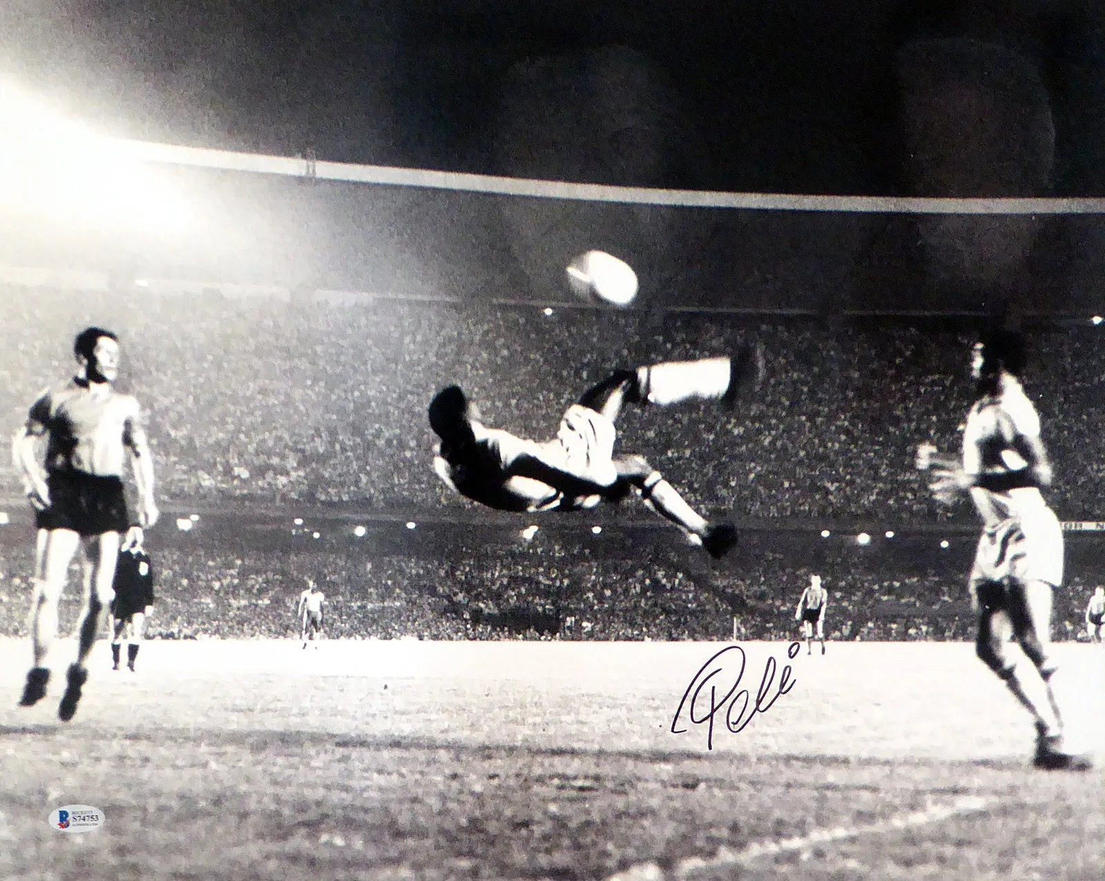 Pele Autographed 16x20 Photo CBD Brazil Bicycle Kick Beckett BAS Stock #161520