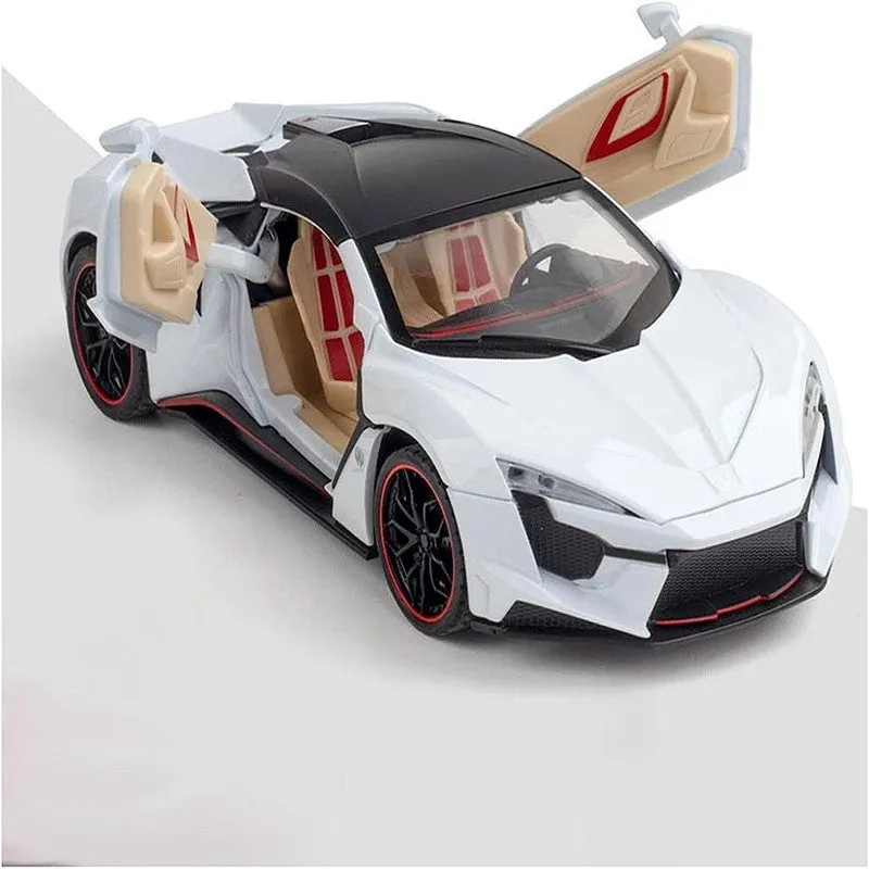 Resembling Hyper Spec Lykan Diecast Car | White | 1:24 Scale Model