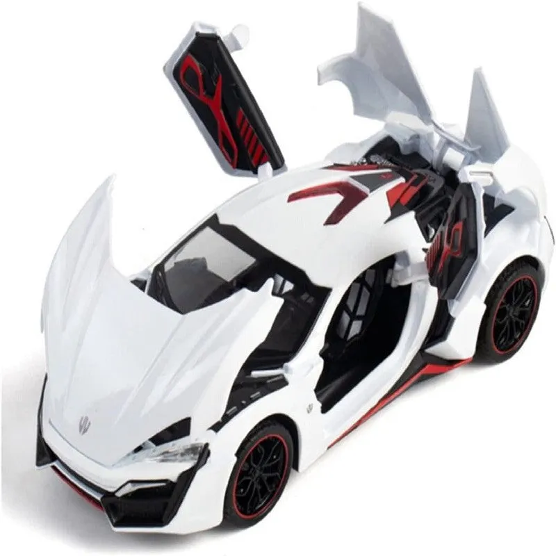 Resembling Hyper Spec Lykan Diecast Car | White | 1:24 Scale Model