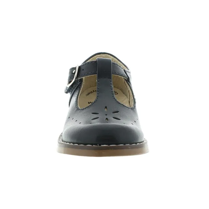 Sherry Kid's T-strap Dress Shoe - Navy Leather