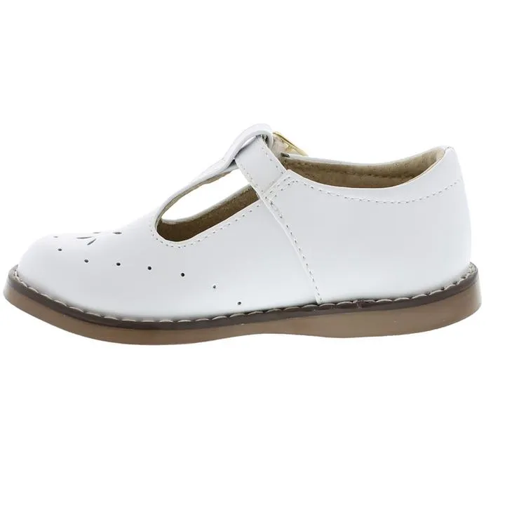 Sherry Kid's T-strap Dress Shoe - White Leather