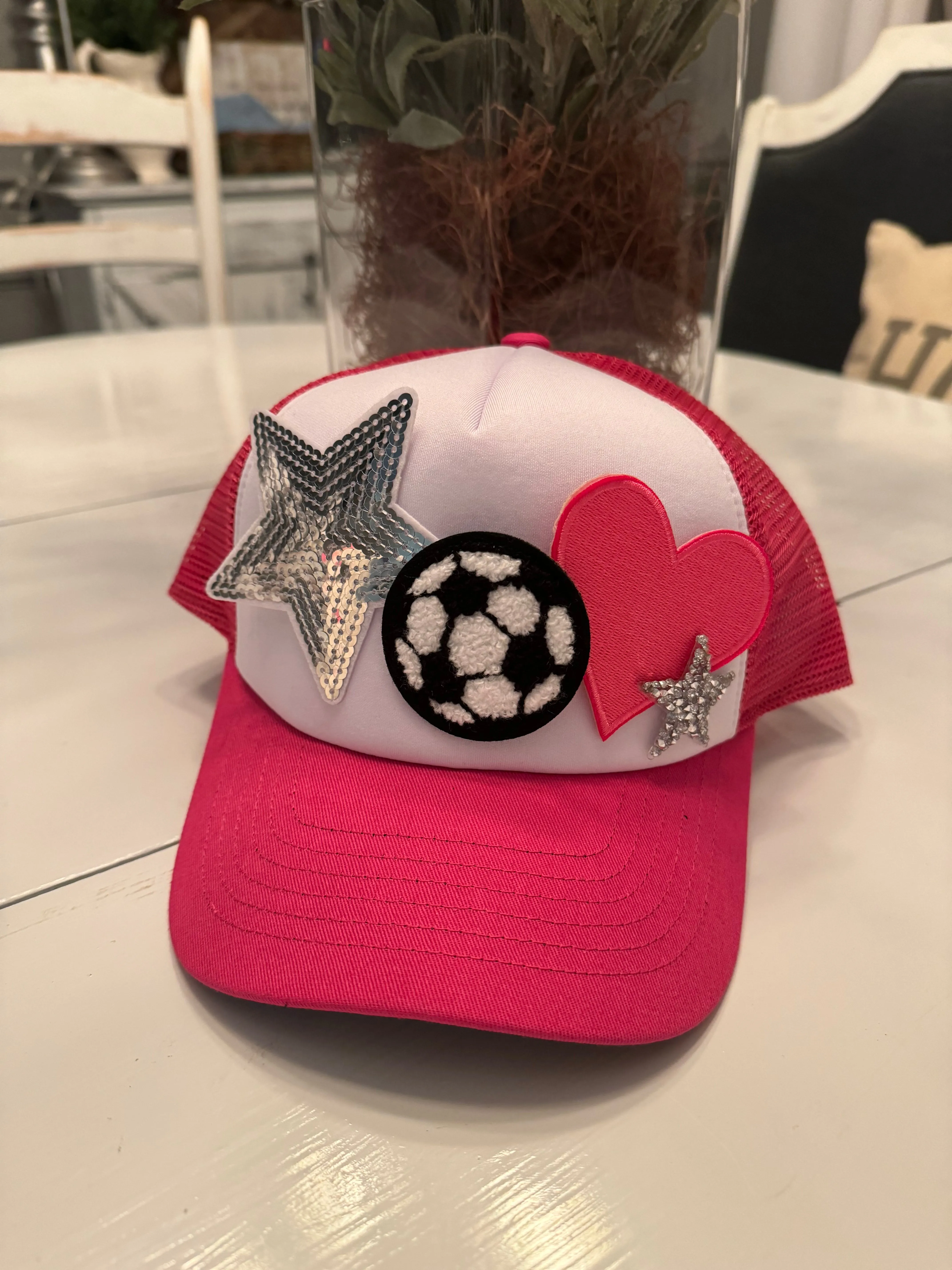 Soccer Patch Trucker Caps (Black or Pink)