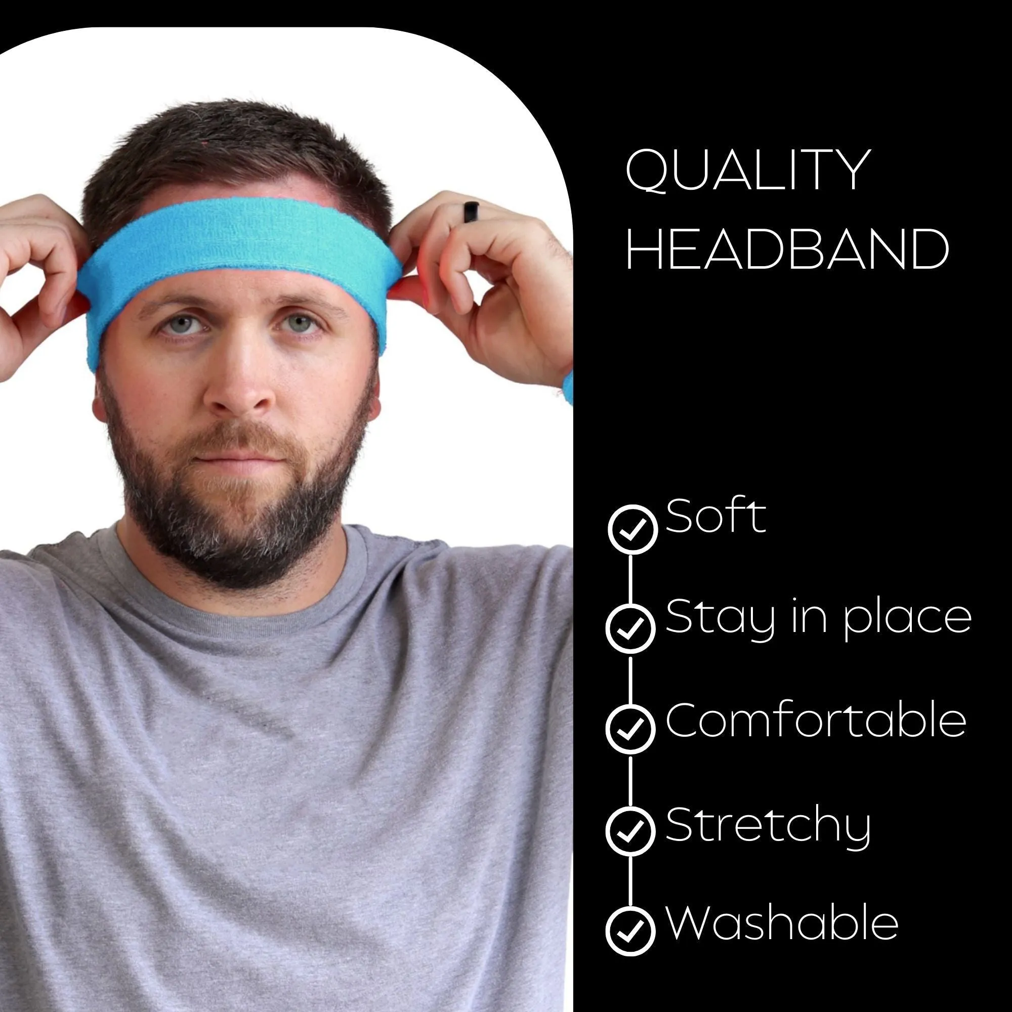 Teal Head Sweatbands - 12 Pack