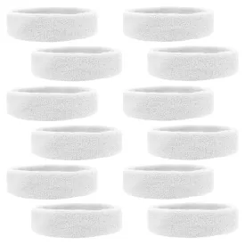 White Head Sweatbands - 12 Pack